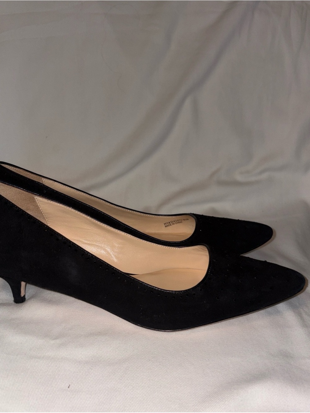 Cole Haan Womens Formal Kitten Heels Black Suede With Gemstones, 9.5